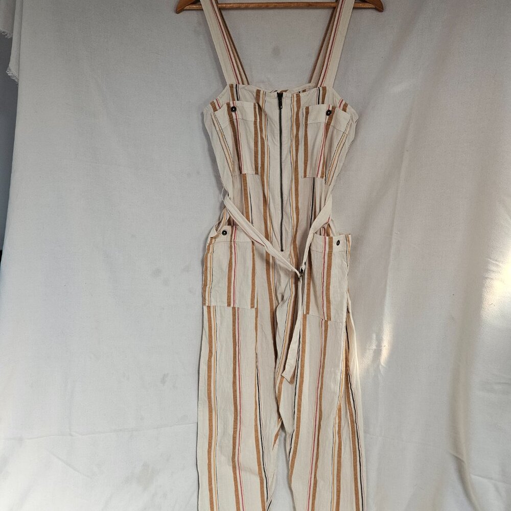 Billabong Striped Jumpsuit Overalls Size Large w/ Belt